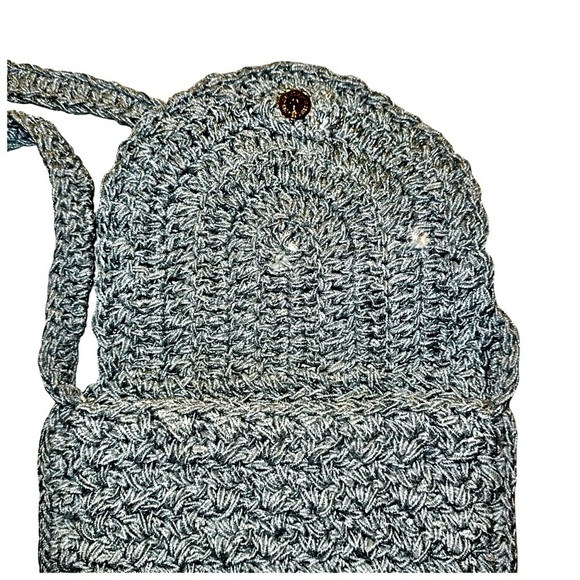 Carrie Forbes Vintage Crochet Satchel Handbag w/ Strap. Silver - Picture 10 of 11